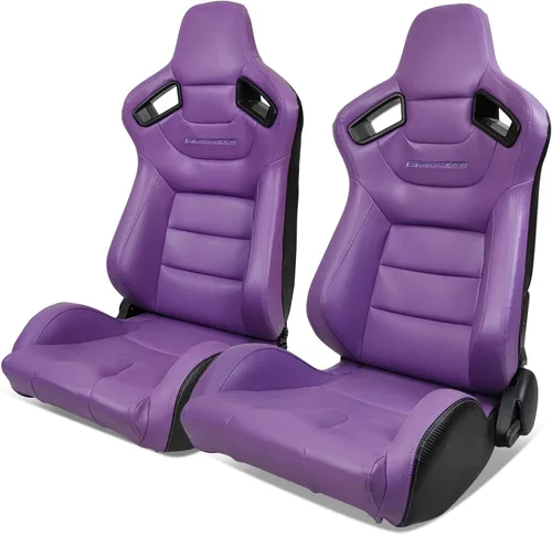 Miniatura 37 de IKON MOTORSPORTS, Asiento universal de carreras PU + cuero de carbono + gamuza, con deslizadores dobles, asiento deportivo reclinable negro