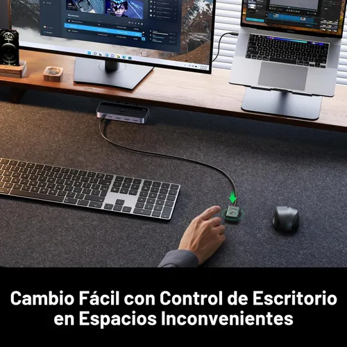 Miniatura 4 de UGREEN Conmutador USB 3.0 2 computadoras que comparten dispositivos USB C y A, conmutador USB de 4 puertos para compartir teclado y mouse