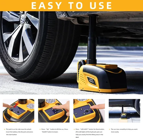 Miniatura 3 de TYAYT Gato eléctrico para automóvil de 18 V, 5 toneladas, inalámbrico, gato hidráulico para automóvil, con batería portátil, kit de cambio