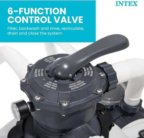 Miniatura 7 de Intex Bomba de filtro de arena de 3000 GPH con temporizador integrado y sistema de agua salada transparente Krystal Set de mantenimiento