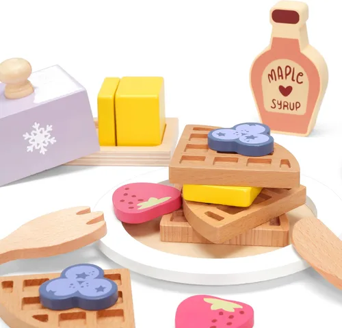 Miniatura 7 de PairPear Juego de Comida de Madera, Juego de Cocina de Madera, Accesorios de Cocina de Juguete, Juego de Cocina de Madera para Niños, Juego
