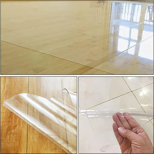 Miniatura 4 de Tapete protector de piso de plástico transparente resistente de 0.06 pulgadas de grosor, alfombrilla protectora antideslizante transparente