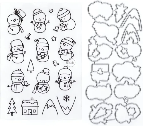 Miniatura 11 de DzIxY Juego de sellos transparentes de animales de árbol de Navidad y troqueles de corte de metal para hacer tarjetas, álbumes de recortes