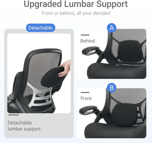 Miniatura 5 de HYLONE Silla de Oficina Grande y Alta de Servicio Pesado para 400 libras, Silla de Escritorio Ergonómica con Asiento Engrosado de 5", Reposabrazos