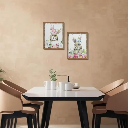 Miniatura 7 de Zeredi Arte de pared retro de conejo de Pascua de 12 x 16 pulgadas