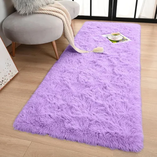 Miniatura 21 de Terrug Alfombra Corredor Negra Esponjosa para Dormitorio, 2x6 Pies Lindas Alfombras de Área de Pelo Largo para Pasillo, Alfombra de Felpa Suave