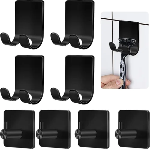Miniatura 11 de CGBE 4 Paquetes Ganchos de Ducha para Interior de Ducha, Soporte Colgador Autoadhesivo para Afeitadora para Baño, Ganchos de Pared Sin Daños