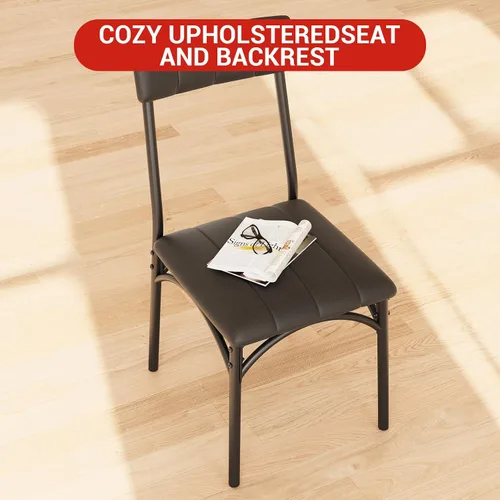 Miniatura 6 de Takywep Juego de mesa de comedor para 4 para espacios pequeños, mesa de cocina con 4 sillas tapizadas, marco moderno de madera y metal