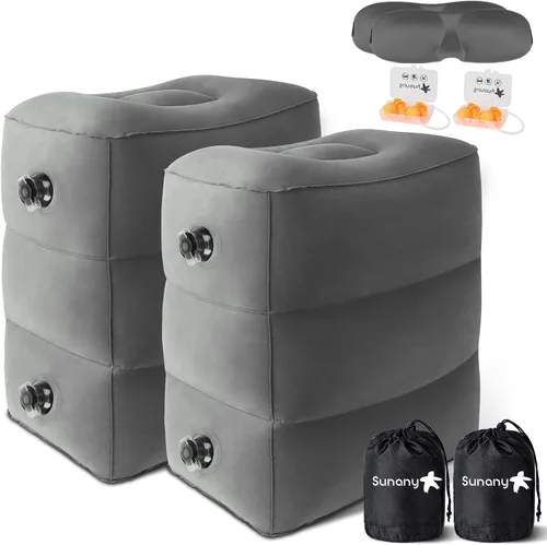 Miniatura 11 de Sunany Almohada inflable para descansar los pies, almohada de viaje en avión para adultos, cojines de altura ajustable, para que los niños duerman