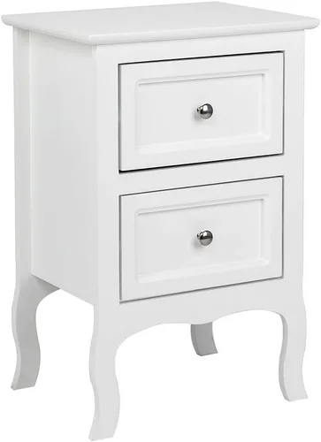 Miniatura 13 de Bonnlo Juego de 2 mesitas de noche blancas con 2 cajones, mesa auxiliar de cama/mesita de noche, mesita de noche pequeña para dormitorio, espacios