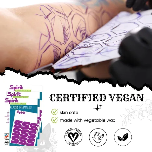 Miniatura 3 de Spirit® Papel de transferencia de tatuaje térmico clásico de 8.5 x 11 pulgadas, 100 hojas, papel de plantilla de tatuaje, fabricado con orgullo