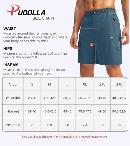 Miniatura 7 de Pudolla Pantalones cortos de senderismo para hombre, pantalones cortos de verano para viajes al aire libre para hombres con bolsillos con cremallera