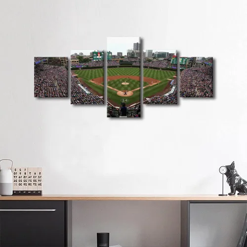 Miniatura 2 de Arte para pared, lienzo para estadio deportivo, arte para pared, diseño de campo de Wrigley en Chicago, pinturas de Chicago, impresiones sobre