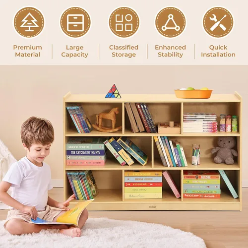 Miniatura 4 de Bateso Organizador de almacenamiento de juguetes para habitación de niños, estantería de madera para niños, para aula, organizador de almacenamiento