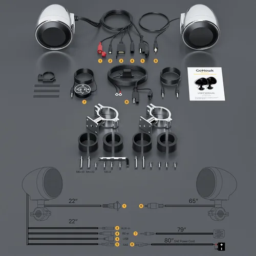 Miniatura 9 de GoHawk AN4 Gen.2 Amplificador todo en uno integrado de 4 pulgadas de gama completa impermeable Bluetooth altavoces estéreo para motocicleta estéreo