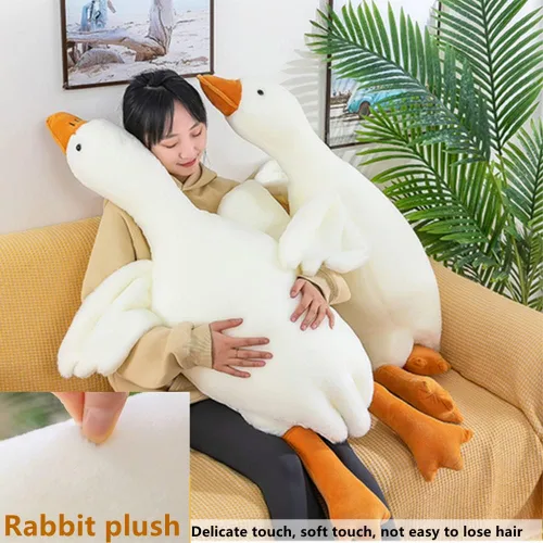 Miniatura 6 de NatureMan Peluche de ganso de 33.4 pulgadas, juguete de peluche de ganso muy grande, lindo cojín de felpa de ganso blanco, súper suave para todas