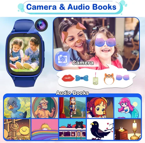 Miniatura 5 de Reloj inteligente 4G para niños y niñas de 4 a 12 años con llamadas, SOS, controles parentales, juegos, cámara, alarma, video, música, regalo