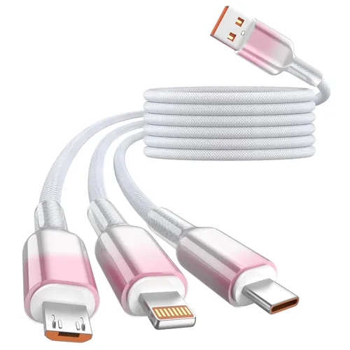 Miniatura 29 de Cable de carga múltiple (paquete de 2 cables de 4 pies) 3 en 1 para múltiples dispositivos, cable de carga universal trenzado de nailon para Negro