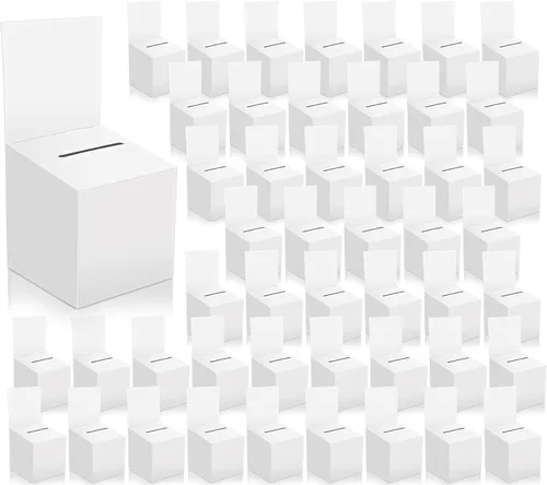 Miniatura 13 de Paquete de 12 cajas de rifa Caja de donación para recaudación de fondos, cajas de votación de cartón con ranura para boleto y cabecera extraíble