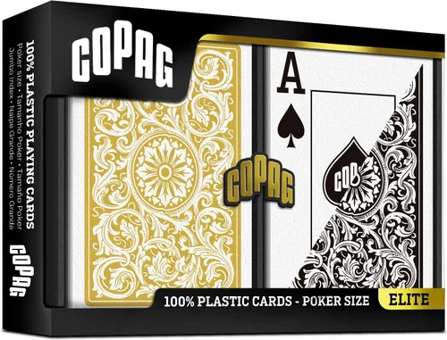 Miniatura 2 de Copag 1546 Design - Juego de cartas 100% de plástico, tamaño de póquer (estándar) negro/dorado (índice jumbo, 1 juego)