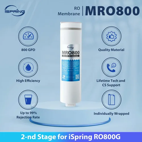 Miniatura 2 de iSpring Reemplazo de ósmosis inversa de membrana RO, alto flujo de hasta 800 GPD, relación pura a aguas residuales de 2.5:1
