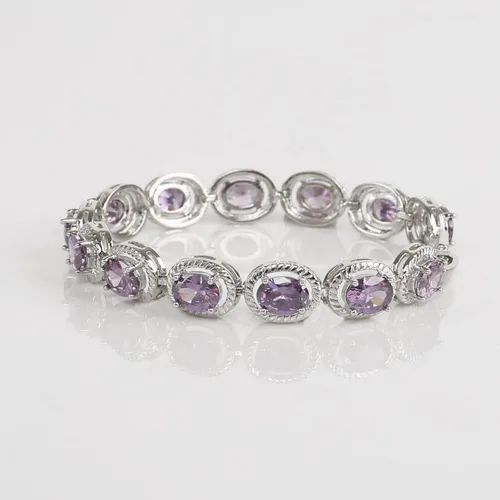 Miniatura 4 de Qingbin - Pulsera ovalada con circonita cúbica AAA+, pulsera clásica de tenis con circonita cúbica