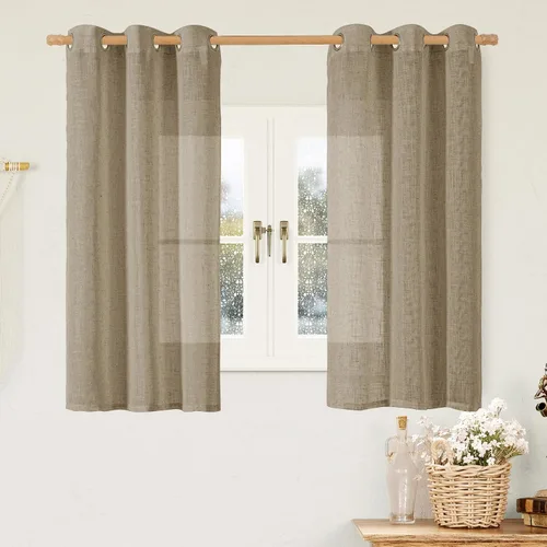 Miniatura 156 de LAMIT Cortinas de lino sintético para dormitorio, paneles filtrantes de luz, cortinas de lino con protección de privacidad con ojales para ventanas