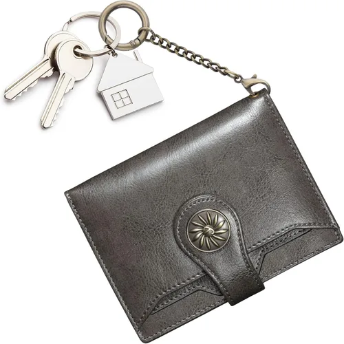 Miniatura 7 de Travelambo Rfid Wallet Mujeres Cuero Bifold Compacto Pequeña Cartera para Mujeres, Gris (Deep Grey), Moda