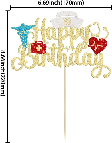 Miniatura 2 de Gyufise 1 unids Enfermera Feliz Cumpleaños Decoración de Pastel de Cumpleaños de Enfermería Público de Pastel de Cumpleaños para Médico Rn Tema