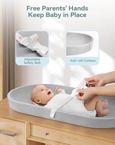 Miniatura 2 de COMOMY Almohadilla Cambiadora para Cuna - Almohadilla Cambiadora Limpiable con Cinturón de Sujeción, Impermeable, Suave, Liviana y Portátil, Fácil