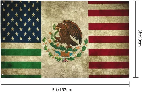 Miniatura 4 de Bandera de Amistad México Estados Unidos 3x5 Pies Bandera Americana Jardín Patio Estandarte Exterior Decorativo Letrero de EE.UU Bandera