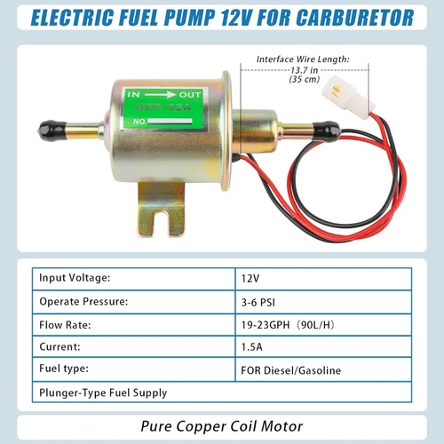 Miniatura 2 de Clatoon Bomba de Combustible Eléctrica Universal de 12V, Bomba de Combustible en Línea de Baja Presión 3-6 PSI para Carburador Cortacéspedes
