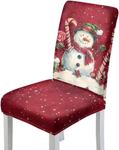 Miniatura 51 de Rnyleeg Fundas de silla de Navidad para sala de estar, diseño de muñeco de nieve azul, estampado de pájaros, fundas para sillas de comedor, 1