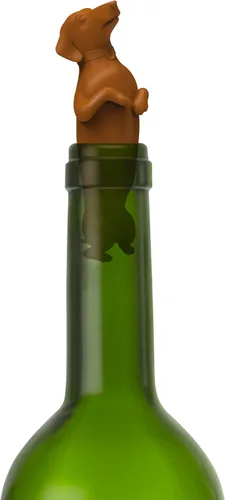 Miniatura 3 de Genuine Fred WINER DOG Tapón para botella, tapón de vino de silicona con bonito diseño de perro salchicha – Mantiene un sello hermético – Divertido