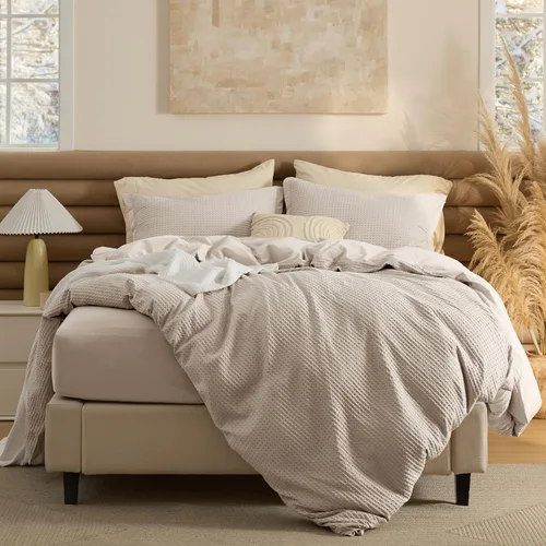 Miniatura 21 de Bedsure - Funda de edredón de algodón tamaño King - 100% algodón de tejido gofre color verde bosque, juego de ropa de cama GentleSoft™ transpirable
