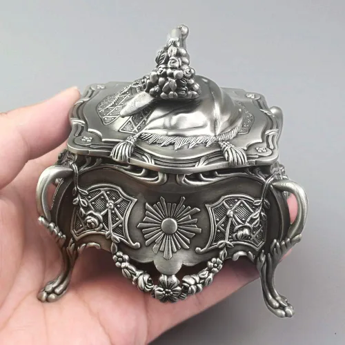 Miniatura 2 de ROSIKING Caja de música de aleación de metal en relieve y caja de música con movimiento dorada para Navidad/Cumpleaños/Día de San Valentín