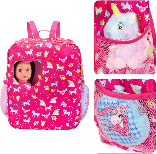 Miniatura 4 de K.T.Fancy - Juego de 7 bolsas de muñecas de 18 pulgadas y accesorios, incluyendo ropa, zapatos, lentes de sol, mochila para muñecas y unicornio