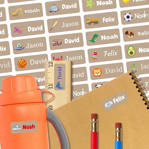 Miniatura 11 de 128 etiquetas adhesivas de nombre personalizadas para guardería, etiquetas de nombre impermeables personalizadas para niños, suministros escolares