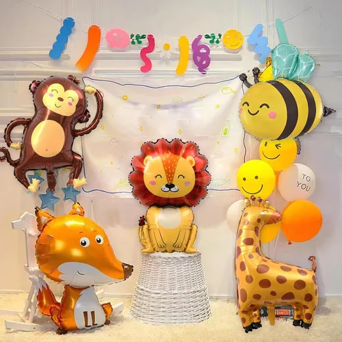 Miniatura 6 de Globos de abeja, 6 piezas de globos de aluminio con forma de helio para fiesta de animales de dibujos animados para selva safari temática telón