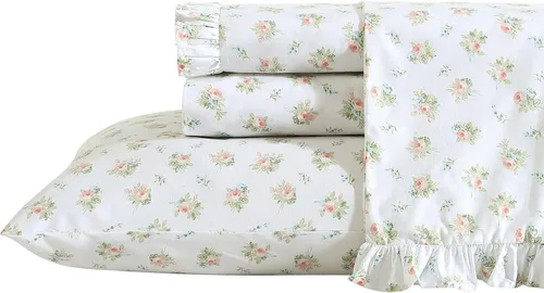 Miniatura 17 de Laura Ashley - Sábanas King, Juego de Ropa de Cama de Percal de Algodón, Ligero y Transpirable para el Hogar (Emogene Naranja Quemado, King)