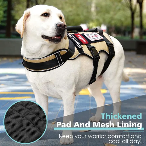 Miniatura 2 de Arnés táctico para perro con 7 etiquetas, arnés de entrenamiento para perros con asas dobles de fácil control, arnés de trabajo para perros K9