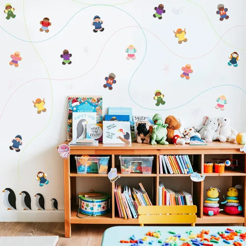 Miniatura 4 de Lincia 108 recortes de papel en forma de personas de 3.5 pulgadas para manualidades, recortes multiculturales en blanco para tablón de anuncios