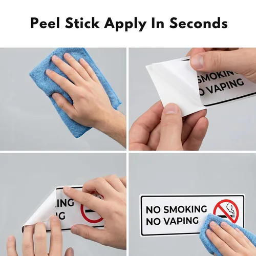 Miniatura 5 de Señal de No Fumar No Vaping (4 calcomanías de 7.3 x 2.5 pulgadas) - Señales de no fumar para negocios o hogar - Artículos esenciales de Airbnb