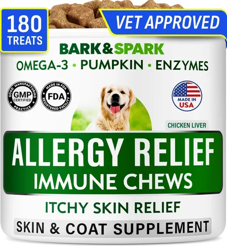 Miniatura 11 de BARK&SPARK Omega 3 para perros - 180 golosinas de aceite de pescado para la muda de pelo de perros, masticables para alergias en la piel, alivio