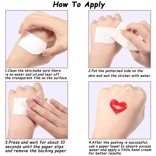 Miniatura 6 de 12 hojas de tatuajes temporales de corazón de San Valentín para mujeres, suministros de fiesta del día de San Valentín, corazón rojo, amor, labio