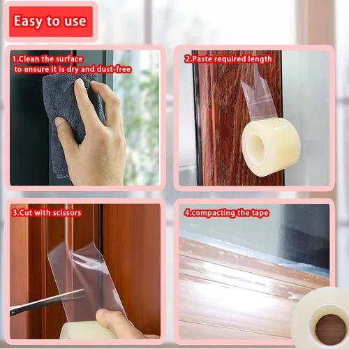 Miniatura 5 de Cinta transparente para sellado de ventanas Birllaid, 5 cm x 21 metros (69 pies), cinta adhesiva para sellado de aire acondicionado de ventana, sin
