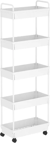 Miniatura 13 de Buzowruil Carrito de almacenamiento rodante de 3 niveles, organizador de estantería móvil, carrito utilitario con ruedas para cocina, baño, Negro