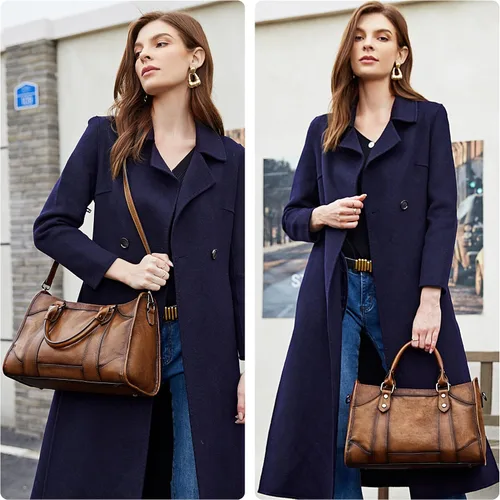 Miniatura 2 de Iswee Bolsos satchel para mujeres, bolso de hombro de cuero genuino, carteras de cuero Hobo, bolsos cruzados, cartera vintage, bolso tote