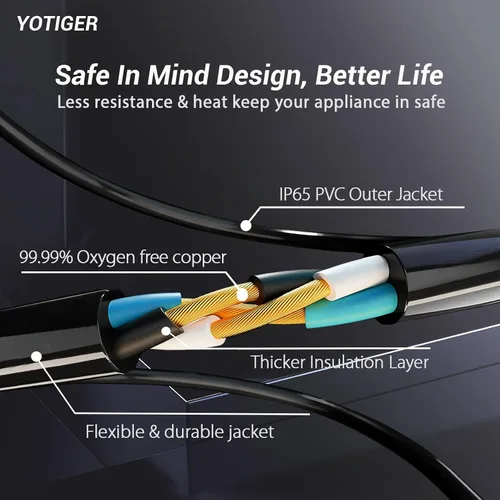 Miniatura 5 de YOTIGER Cable de extensión para exteriores de 1 a 4 divisores para luces de Navidad, máximo 33.3 pies de extremo a extremo (43 pies en total)