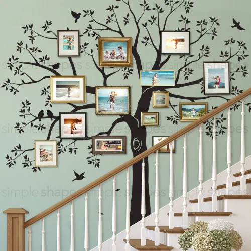 Miniatura 3 de Vinilo decorativo para pared de árbol genealógico de escalera (negro, tamaño pequeño: 92 pulgadas de ancho x 88 pulgadas de alto) Simple Shapes ®